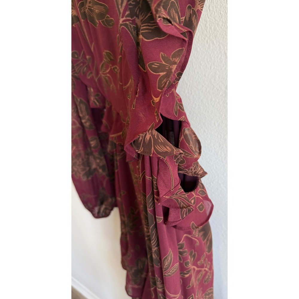 ASTR The Label Biella Plum Floral Cutout Ruffle Maxi Dress Size XL wedding event - Picture 8 of 11
